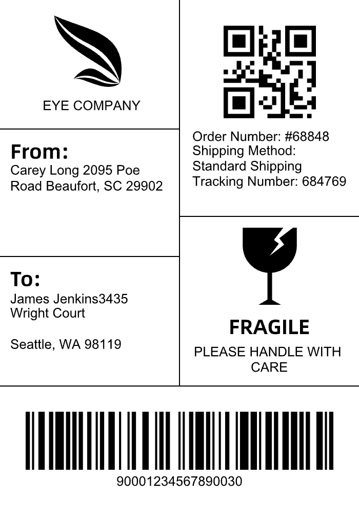 Shipping Label with Barcode Template